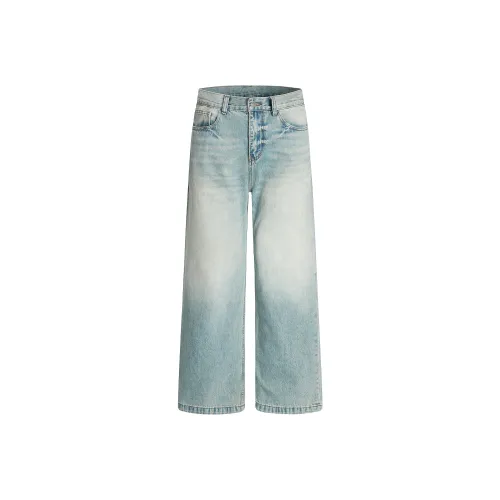 Beschichtete Jeans mit geradem Light Blue