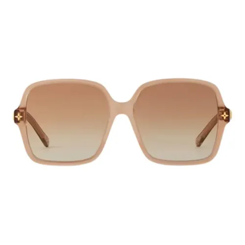 LOUIS VUITTON Acetate Irregular Shape Sunglasses Women's Light Brown