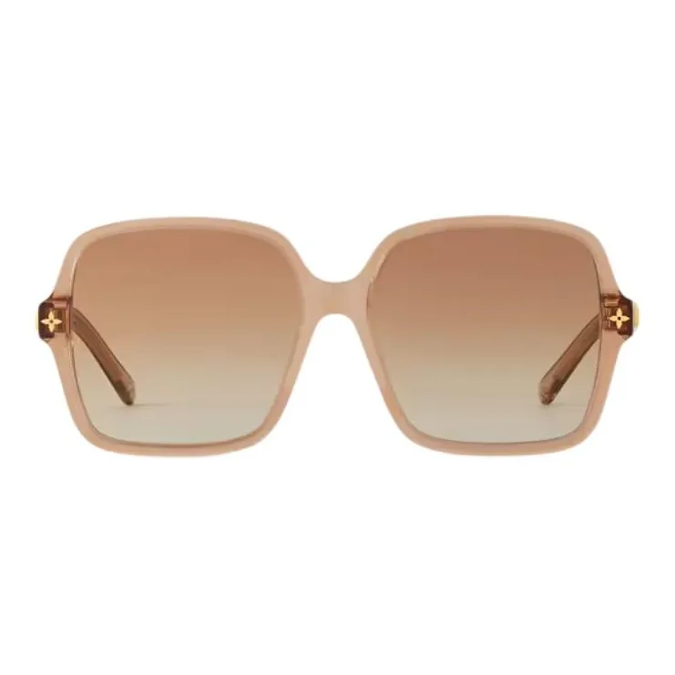 LOUIS VUITTON Acetate Irregular Shape Sunglasses Women's Light Brown-0