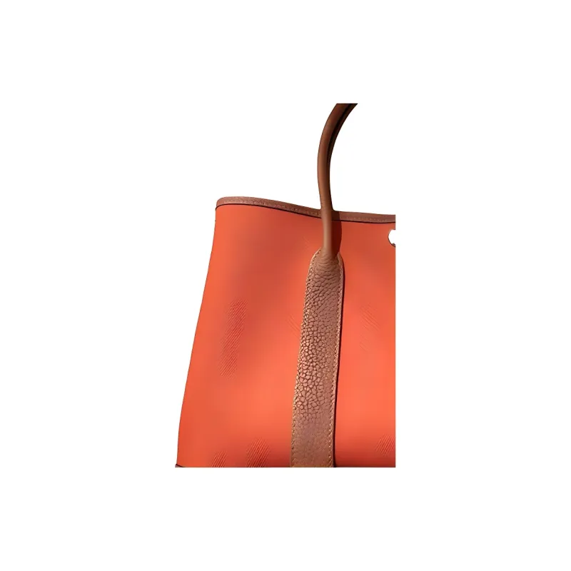 HERMES Garden Party Canvas With Leather Canvas Bag One Shoulder Handbag Unisex Terre Battue Red Clay/Cuivre Pumpkin-1
