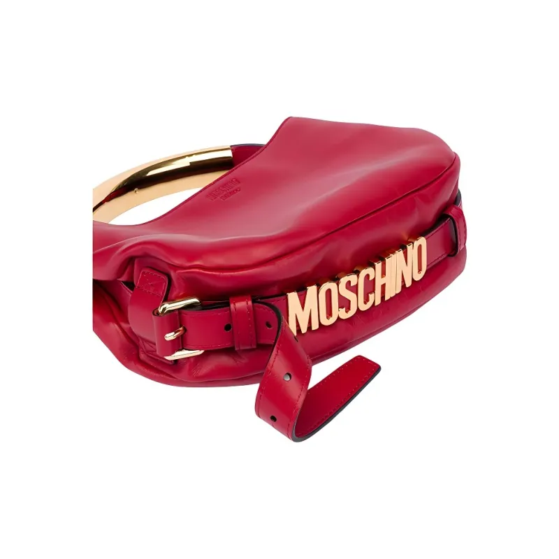 MOSCHINO Sheepskin Shoulder Bag Crossbody Bag Handbag Small Size Women's Red-3
