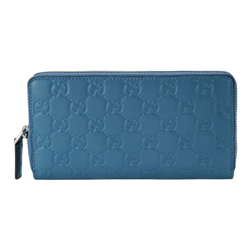 GUCCI Cow Leather Wallet, Wallet Regular Women's Light Blue