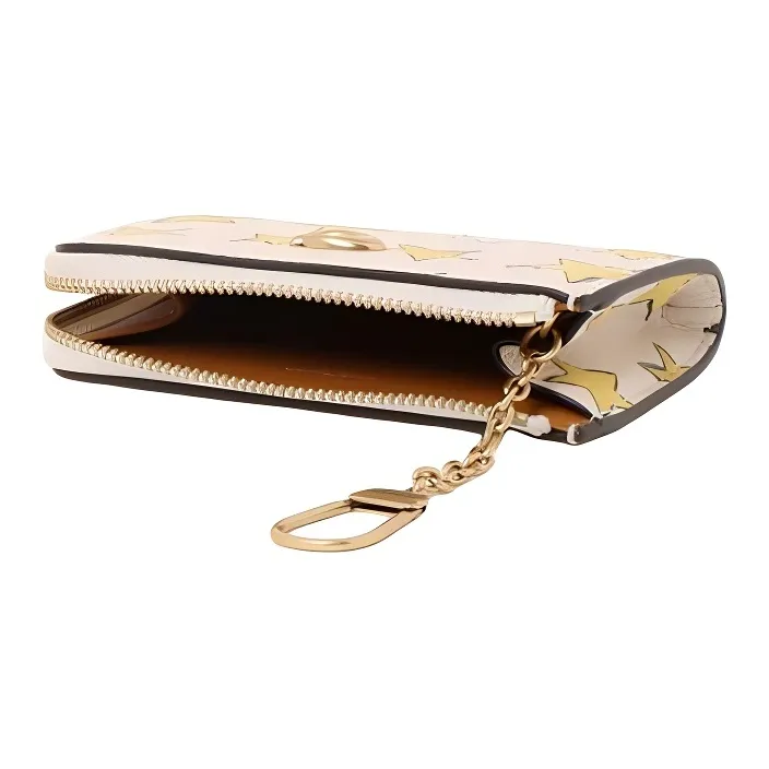 COACH EssentialL Zip Leather Card Holder Mini Women's Yellow & White-3