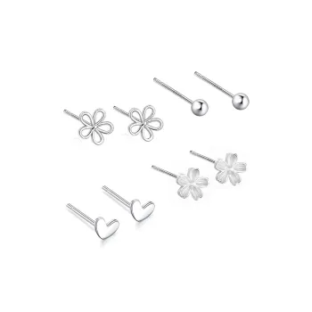 LINGJIE S925 Silver Stud Earrings Unisex
