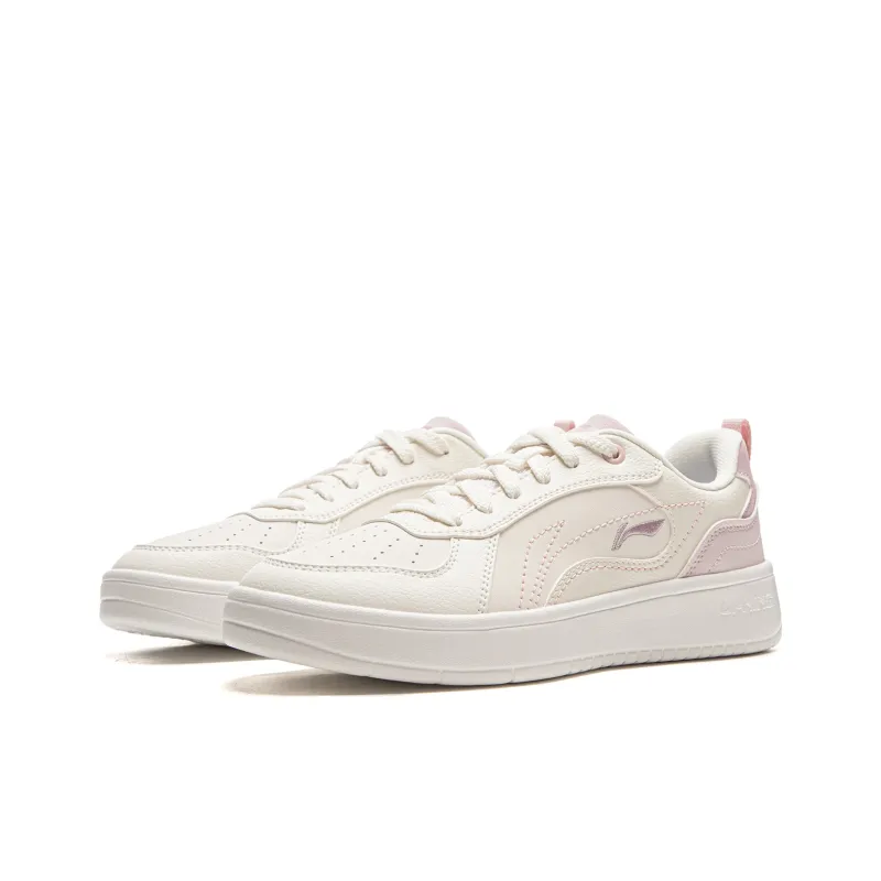 LiNing Spike Years Coverage Slip Resistant And Abrasion Resistant Low Top Skateboard Shoes Women's White Pink-2