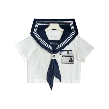 Sato Supun Uniforms Women's New White Three Volume Short Sleeved Sailor Suit+JK Badge
