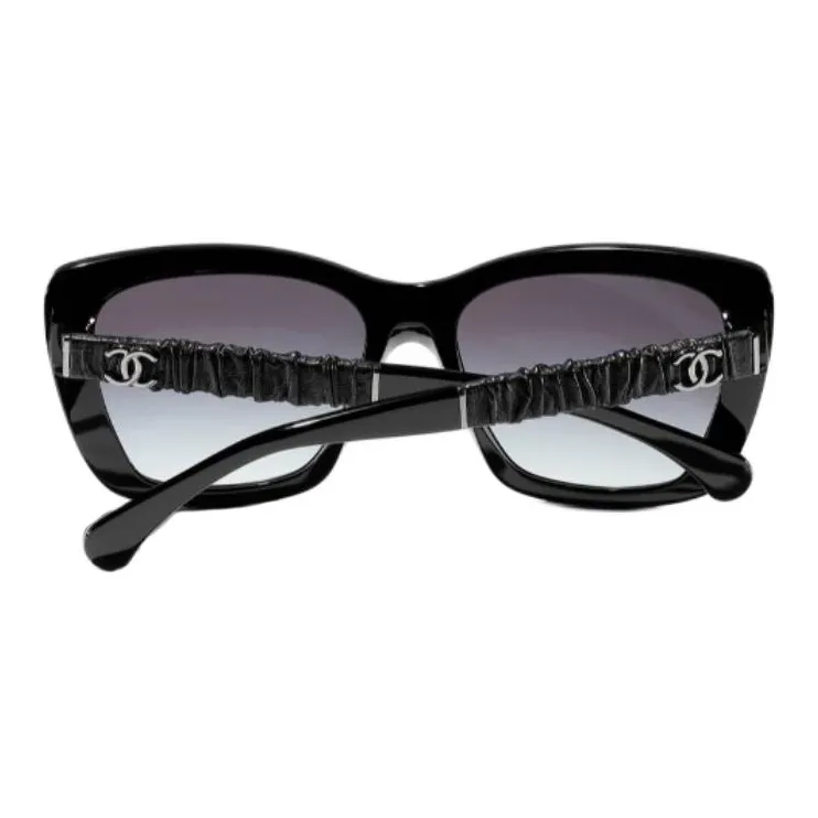 CHANEL Plate Frame Butterfly Sunglasses Women's Black-3