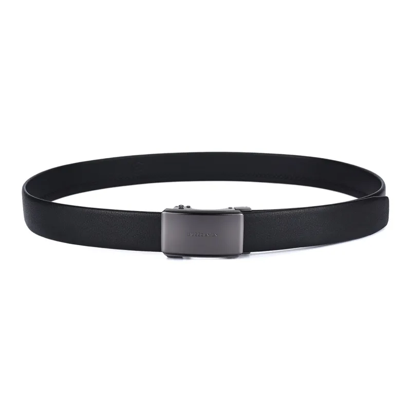 BOSSSUNWEN Top Grain Cow Leather Belts Men's Black Width  3.5cm-2