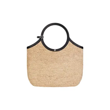 COURREGES Raffia Handbag Medium Size Women's Natural Beige