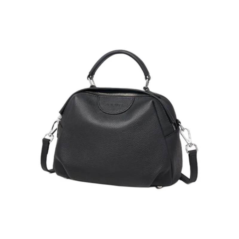 AOKANG Cow Leather With Synthetic Leather Crossbody Bag, Small Square Bag, Handbag Women's Classic Black-2