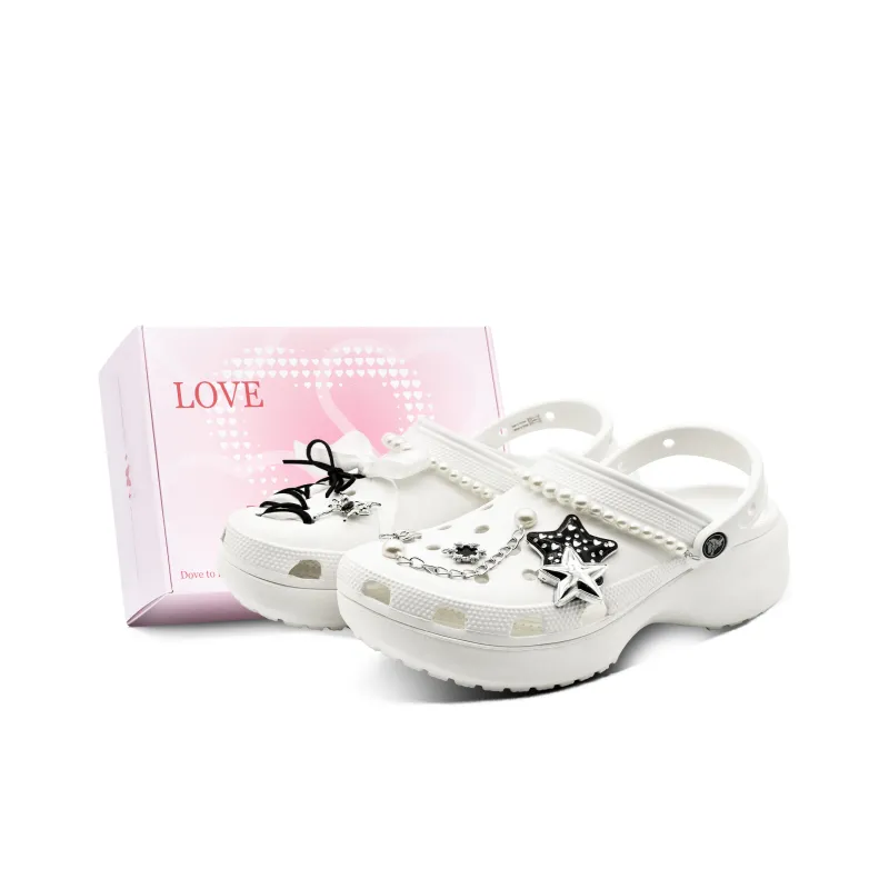 Crocs Classic Platform Clog Star Clogs Unisex White-0