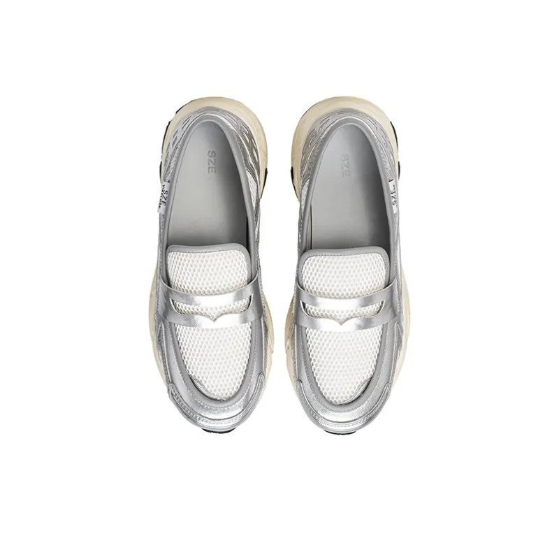 Sze Slip on Summer Shoes Cushioning Height Increase, Breathable, Slip Resistant Low Top Casual Shoes Unisex Silver-3