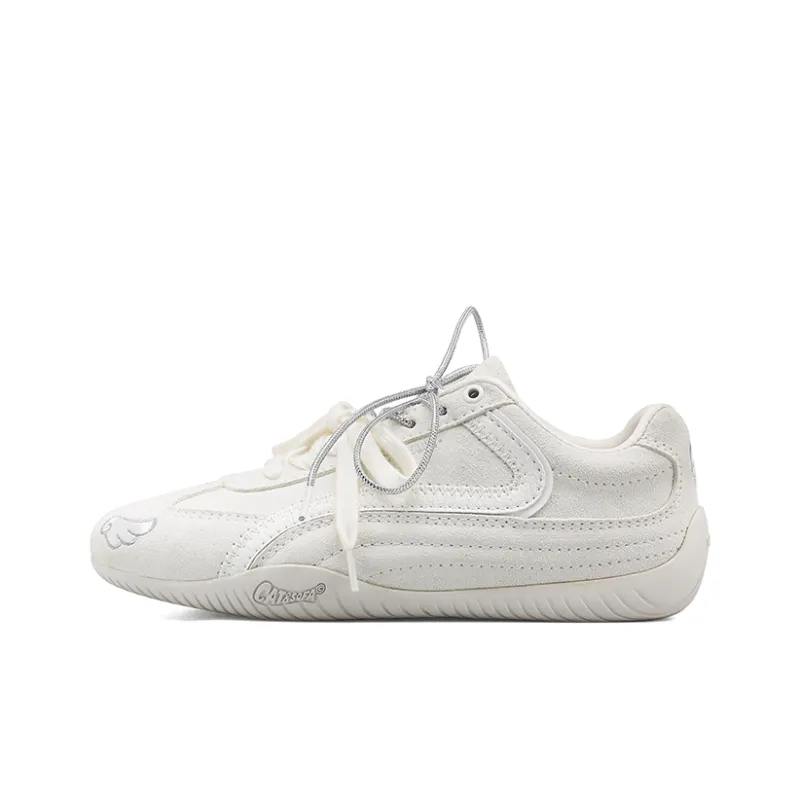Cat&Sofa Abrasion Resistant Slip Resistant Low Top Casual Shoes Unisex White Angel Wings-0
