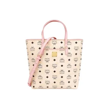 MCM Leather Tote Bag, Shopping Bag, Shoulder Bag, Crossbody Bag, Handbag Small Size Unisex Beige