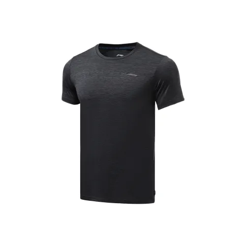 LiNing Fitness Series T Shirt Men's Mixed Color Ink Wash Gray