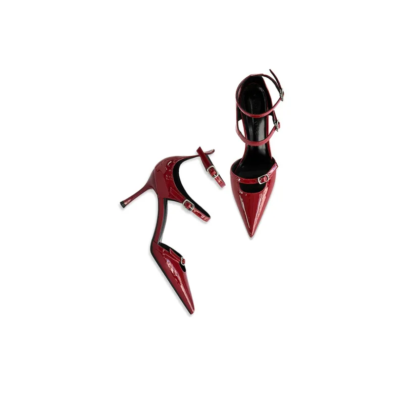 Lan Miao Slim Heel High Heels Women's Burgundy-3