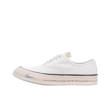 Visvim Logan Deck Lo Sipe Low Top Canvas Shoes Men's Ivory White