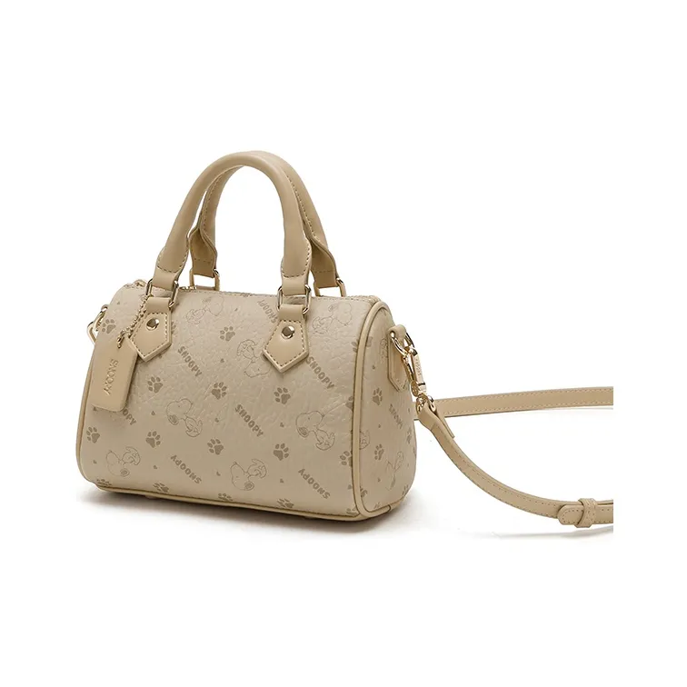 SNOOPY PU Handbag Regular Women's Beige Apricot-1
