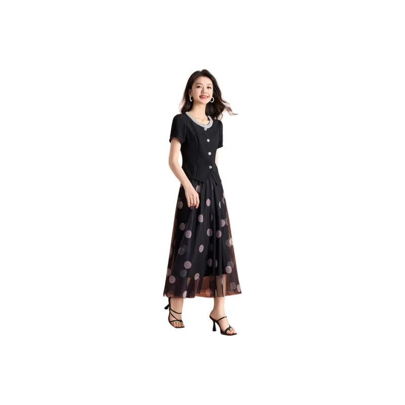 Mylan Two Piece Skirt Sets Women's Black-0