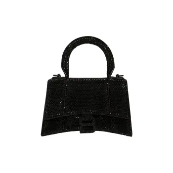 Balenciaga Hourglass Cow Leather One Shoulder Handbag Crossbody Bag Women's Black