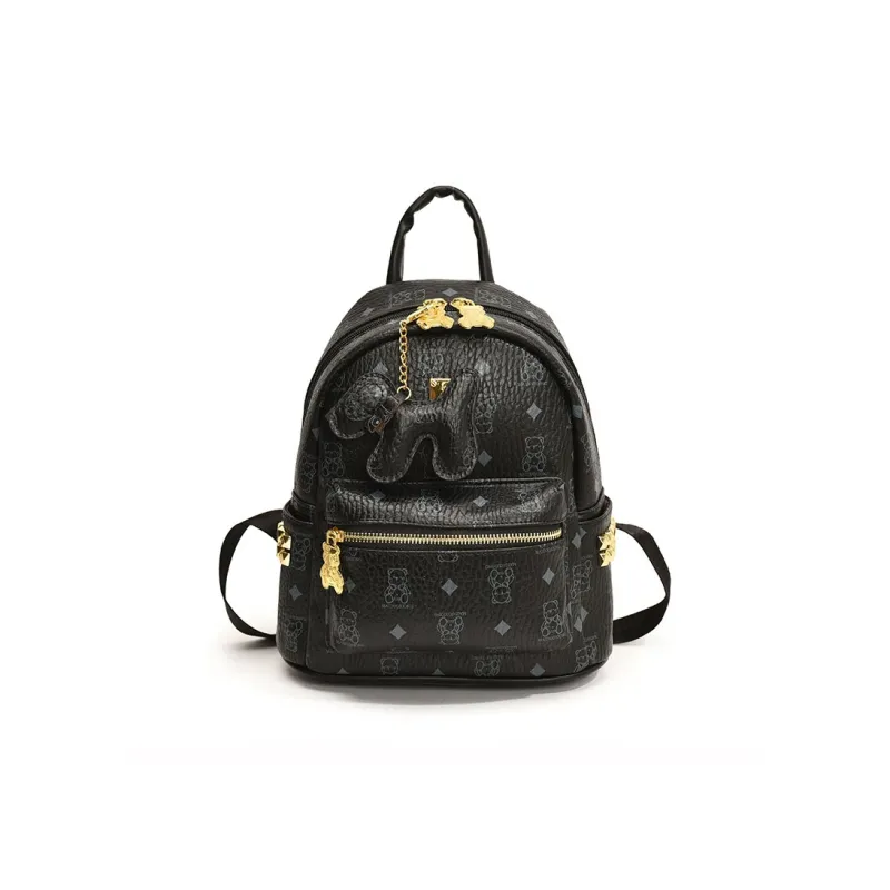 RIVMIND PU Backpack Women's Black & White/Ecru/Black/Pink/Brown-35