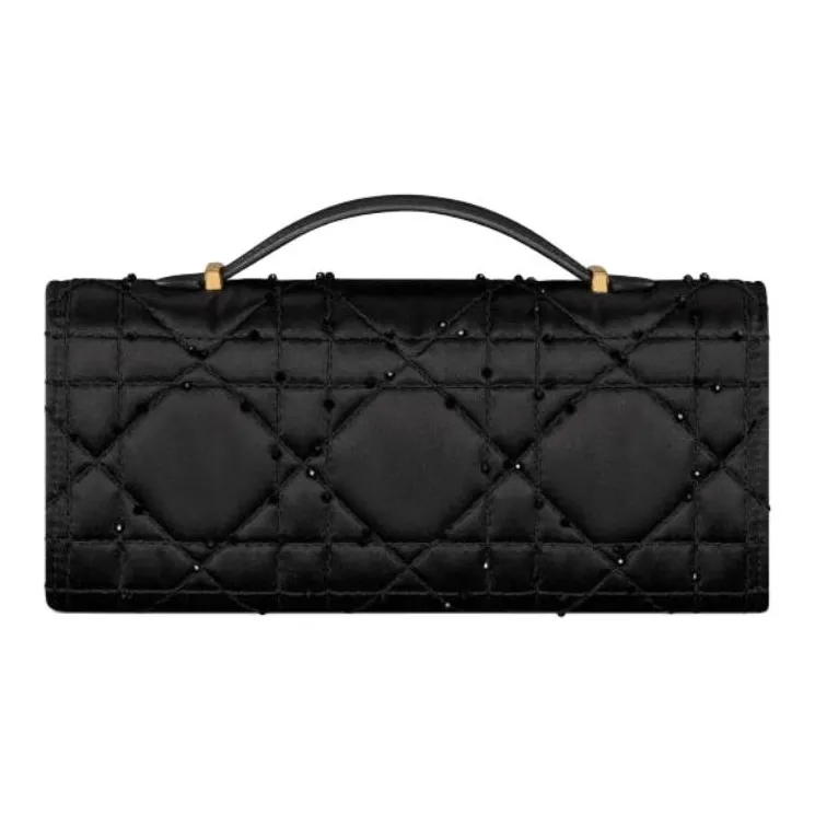 DIOR Caro Calfskin Handbag Women's Black-2