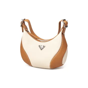 AOKANG Cow Leather Underarm Shoulder Bag Small Size Women's Ecru/Classic Black/Elephant Gray
