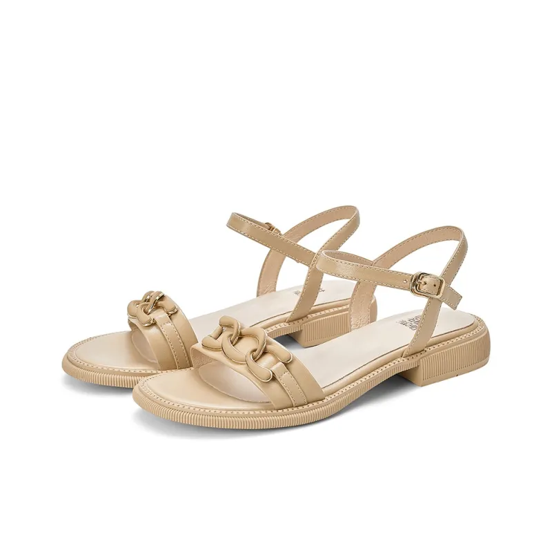 XICUNMINGWU One Strap Sandals Women's Apricot-2