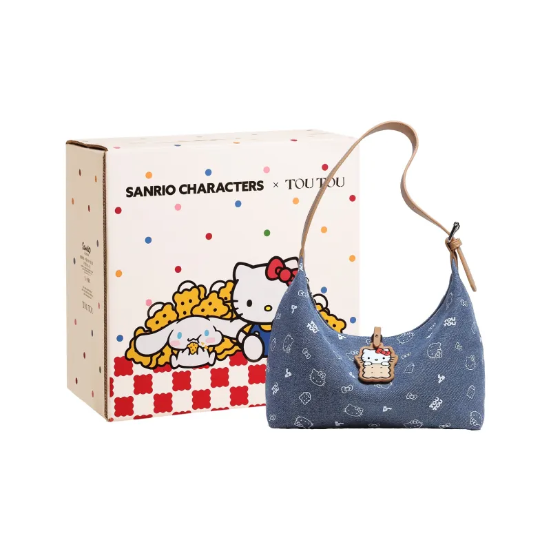 TOUTOU Hello Kitty Collaboration Hello Kitty Fabric Underarm Shoulder Bag Regular Women's Denim Blue-9
