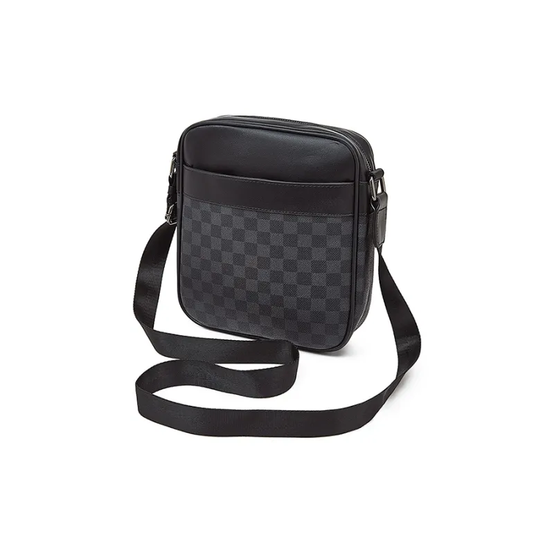 Old Man's Head Synthetic Leather Shoulder Bag, Crossbody Bag Men's Black-3