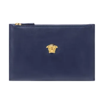 VERSACE La Medusa Cow Leather Clutch Men's Blue