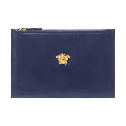 VERSACE La Medusa Cow Leather Clutch Men's Blue