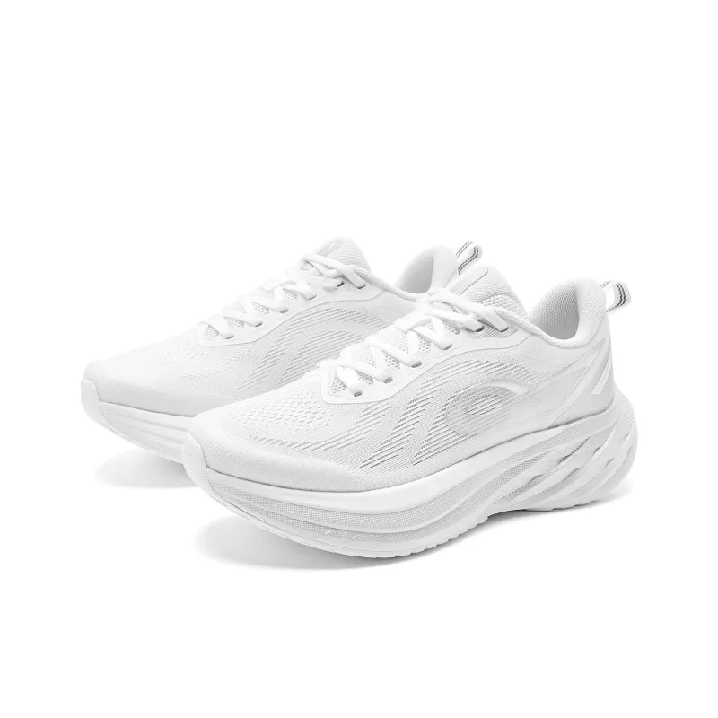 QIAODAN Cushioning, Slip Resistant, And Abrasion Resistant Low Top Casual Running Shoes Women's White Silver-2