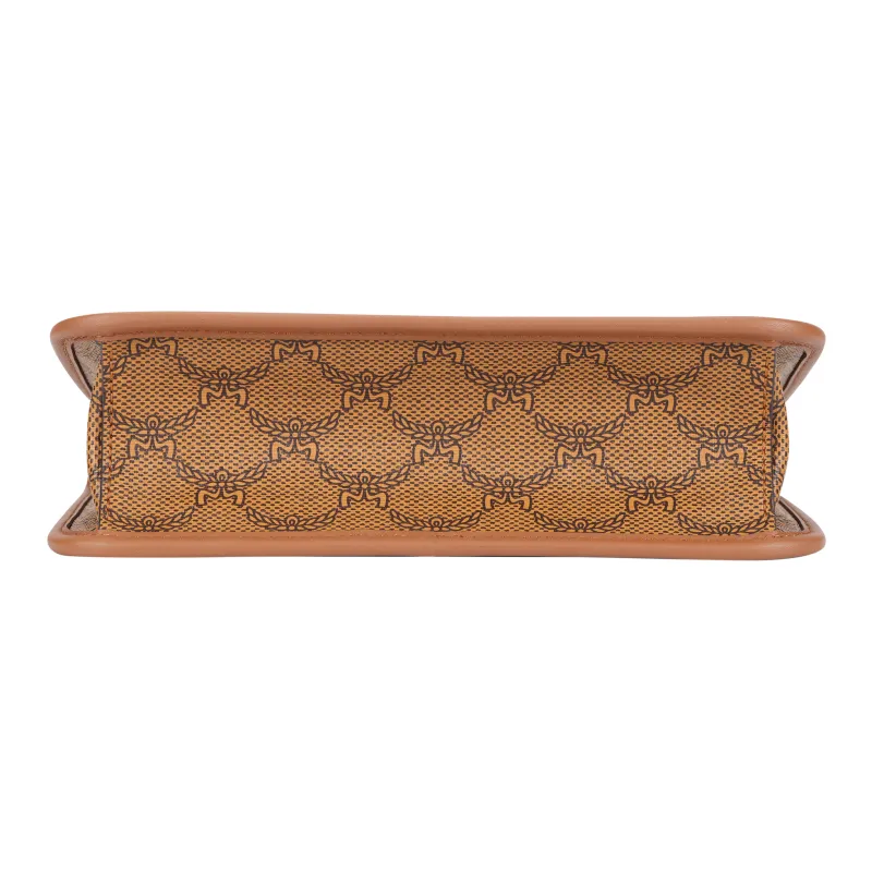 MCM Coated Canvas Cow Leather Patchwork Shoulder Bag Crossbody Bag Women's Cognac-3