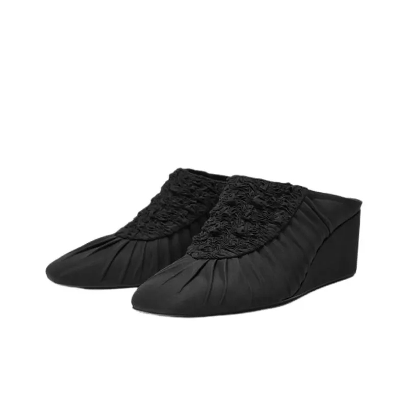 ZARA Fanglu Lin Collaboration Rubber Sole Abrasion Resistant Closed Toe Slippers Women's Black-2
