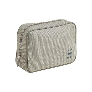 HERMES Merino Wool Travel Storage Bag Trumpets Unisex 05 Argente Silver