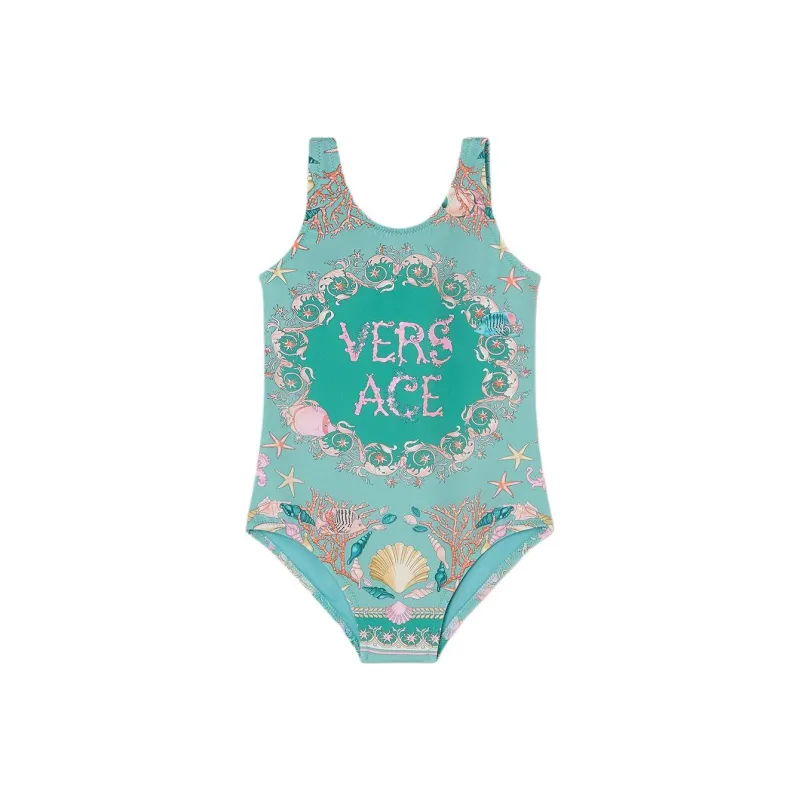 VERSACE Barocco UNDERWATER KIDS One piece Swimsuit Women's Green-0