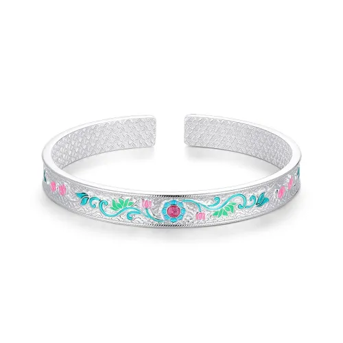 Children's Drawings S999 Fine Silver Bangles Women's