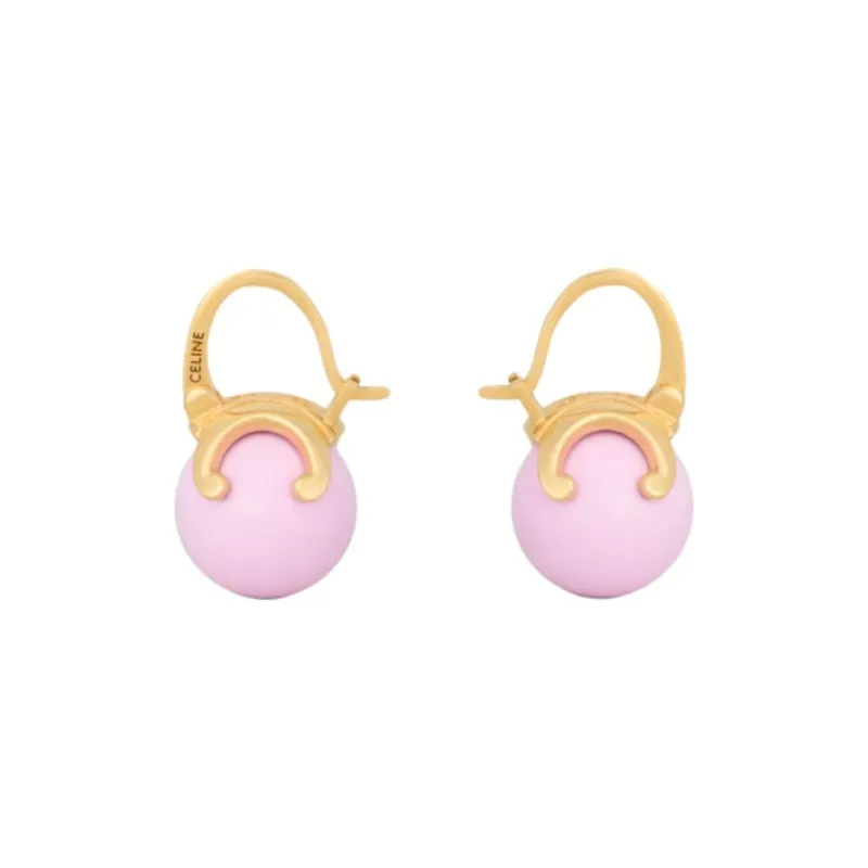 CELINE Brass Earrings Unisex Pink-1