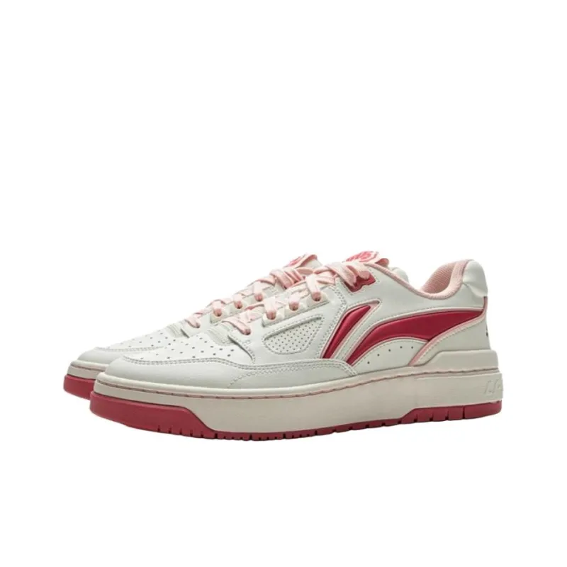 LiNing New Arrival Anti Slip Wear Resistant Low Top Skateboard Shoes Unisex White Pink-2