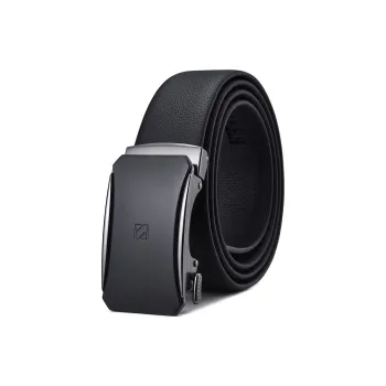 BOSSSUNWEN Top Grain Cow Leather Belts Men's Black Width 3.5CM
