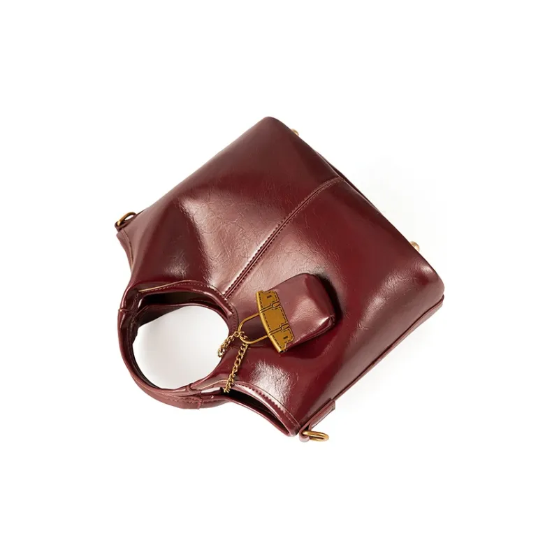 Vigno Synthetic Leather Handbag, One Shoulder, Crossbody Bag Regular Women's Red-3