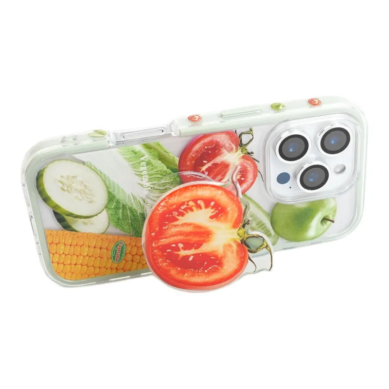 Sopi Acrylic Material 2 in 1 Full Screen Vegetable Phone Cases Compatible With IPhone 16/15 Pro Max/Apple 13/14 Pro/Max-3