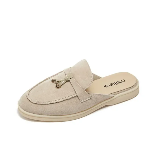 MILLIE'S Leather Patchwork Quiet Closed Toe Slippers Women's-5