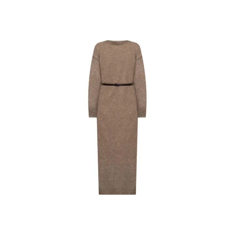 Brunello Cucinelli Open knit Midi Dress-0