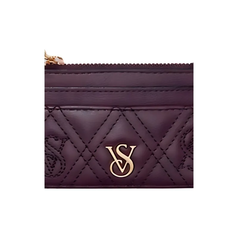 Victoria's Secret PU Card Holder Women's Dark Purple Red-3