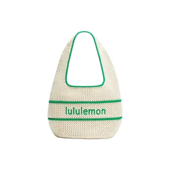 Lululemon Polyester Handbag, Shoulder Bag Regular Women's Light Beige & Racing Track Green