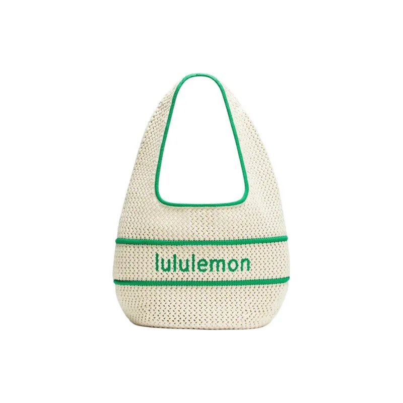 Lululemon Polyester Handbag, Shoulder Bag Regular Women's Light Beige & Racing Track Green-0