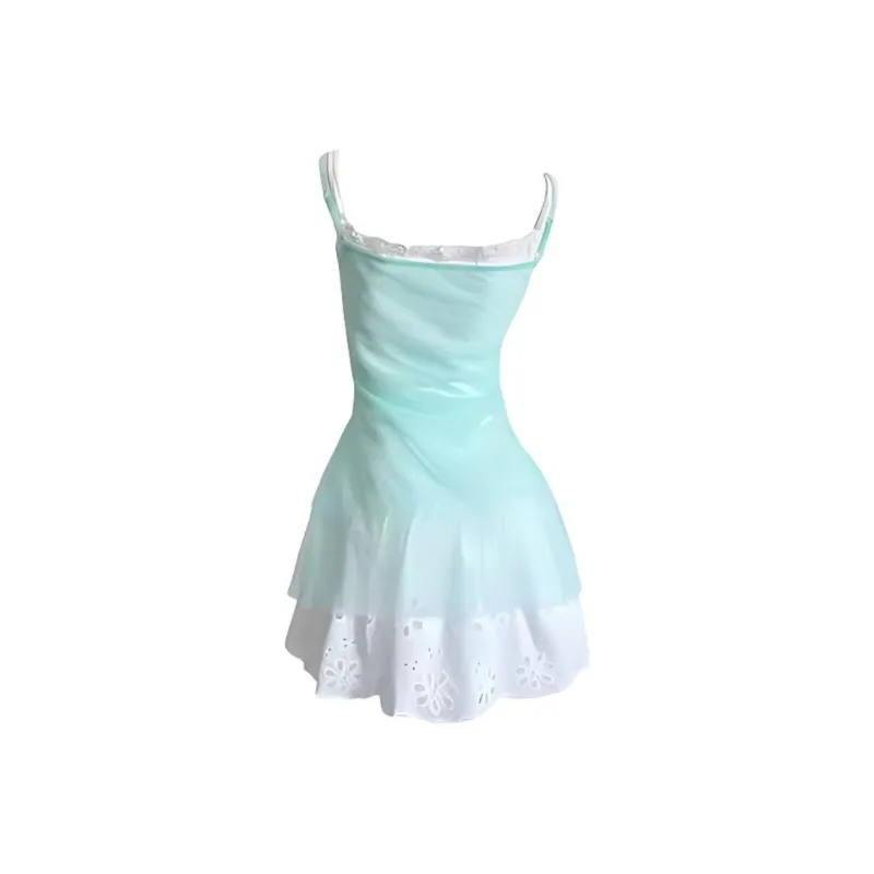 BIFH Slip Dresses Women's Sea Salt Blue Cover Up With White Camisole Dress-1