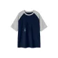 Navy Blue & White Heather Gray